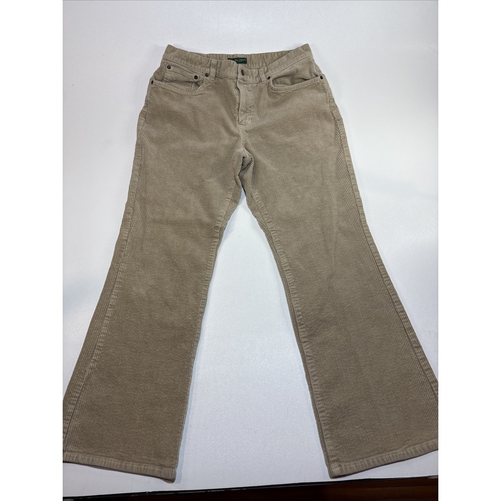 VTG Ralph Lauren Jeans‎ Co. Women's Tan Corduroy Pants Size 12P Stretch Flare